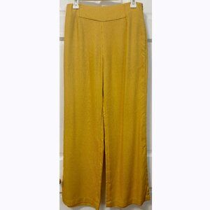 Uniqlo Trousers Yellow Golden Mid Rise Summer Lightweight Pants Wide Leg 2 4 6